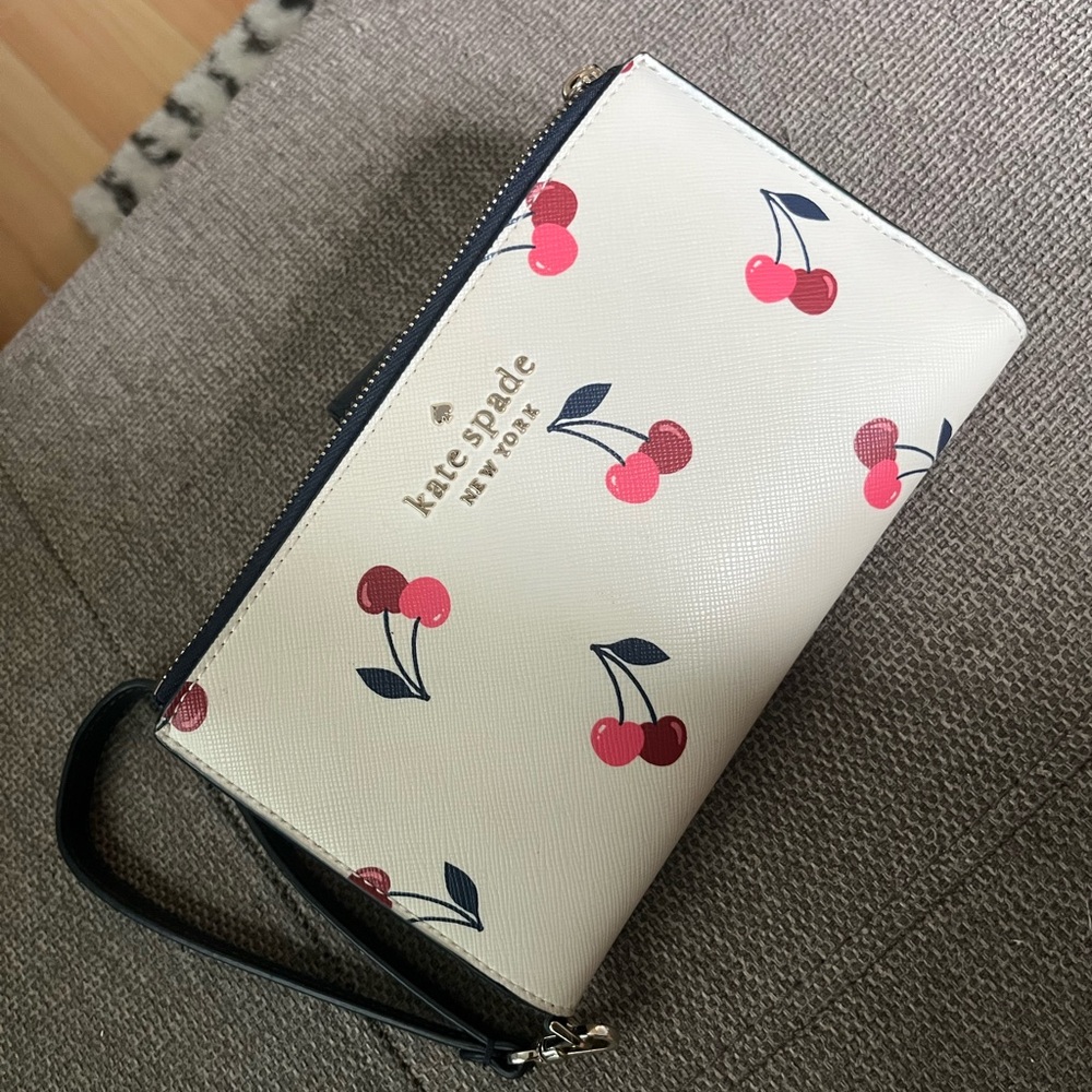 Kate Spade Cream and Red Cherry Clutch